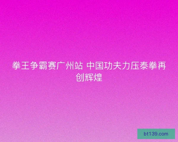 拳王争霸赛广州站 中国功夫力压泰拳再创辉煌